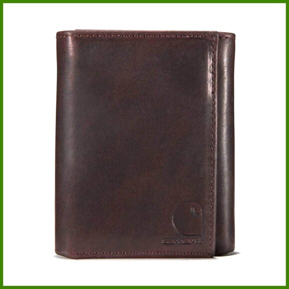 Full Grain Leather Oil Finish Trifold Wallet Six Card Pockets